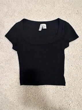 Black scoop neck top